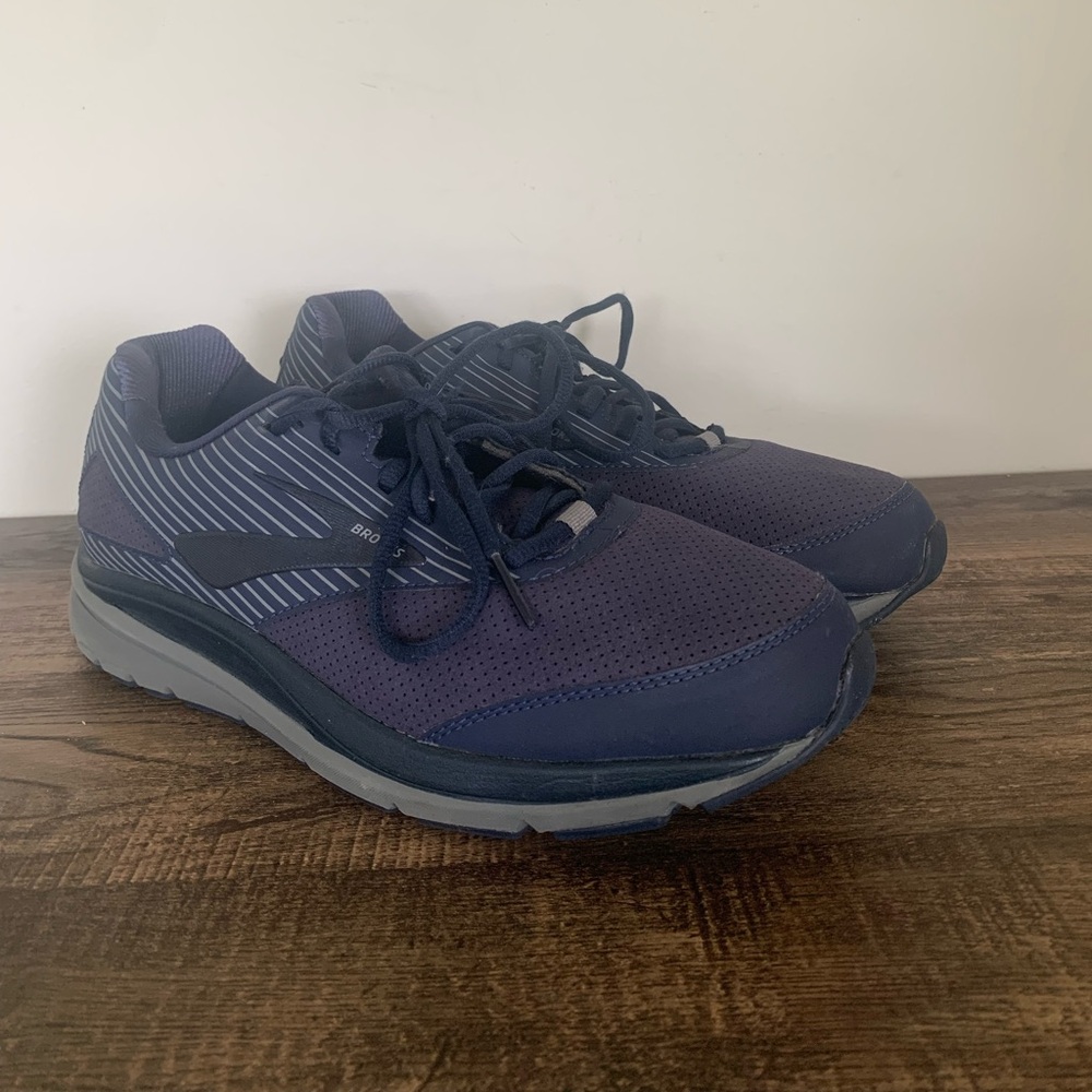 Brooks Addiction Walker Suede Shoes Mens Size 10 Blue Sneakers Athletic Walk